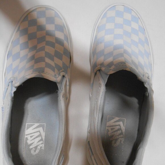 OFFICIAL CLASSIC VANS SLIP-ON SNEAKERS SHOES SIZE 6 1/2 BLUE CHECKERBOARD π π© - Picture 4 of 9